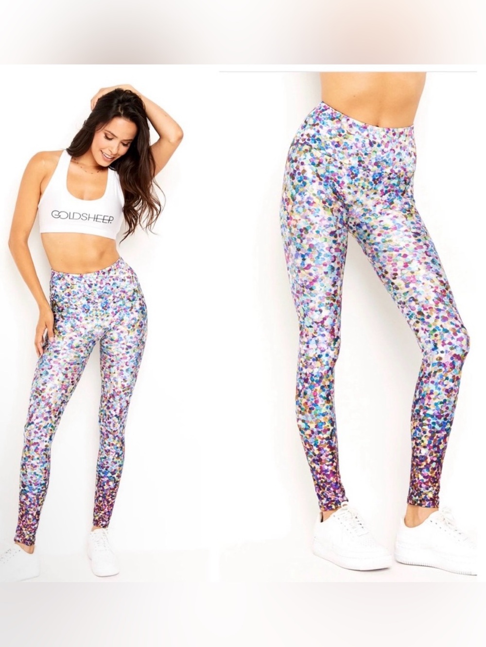 Goldsheep Pink Party Confetti Leggings Sz S NWOT